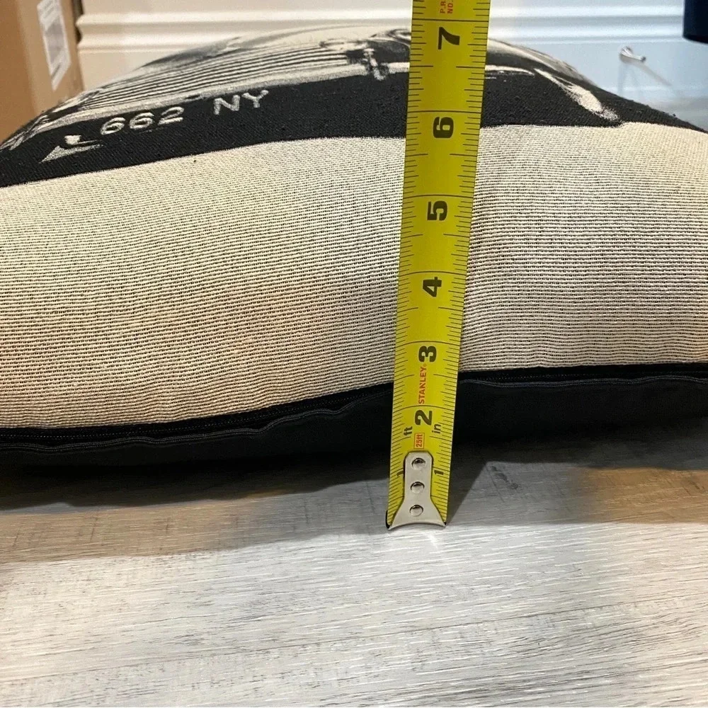 Rare Accent Pillow with Vintage Farm Truck Black and Cream 15” Rustic Farmhouse